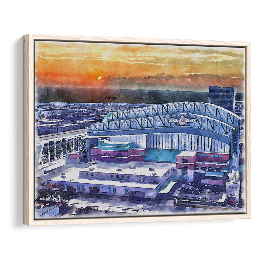 Minute Maid Park WaterColor, Houston Texas Baseball Watercolor, Sport Gift Art, Framed Canvas Print Wall Art