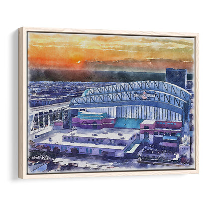 Minute Maid Park WaterColor, Houston Texas Baseball Watercolor, Sport Gift Art, Framed Canvas Print Wall Art