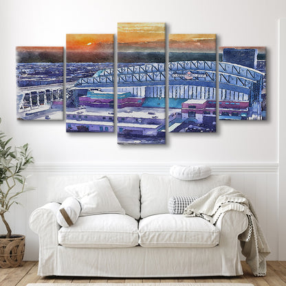 Minute Maid Park WaterColor, Houston Texas Baseball Watercolor, Sport Art, Mixed 5 Panel, Canvas Print Wall Art