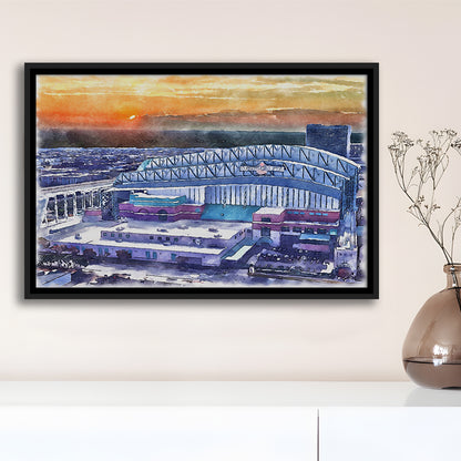 Minute Maid Park WaterColor, Houston Texas Baseball Watercolor, Sport Gift Art, Framed Canvas Print Wall Art
