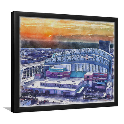 Minute Maid Park WaterColor, Houston Texas Baseball Watercolor, Sport Gift Art, Framed Art Print Wall Decor