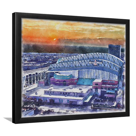 Minute Maid Park WaterColor, Houston Texas Baseball Watercolor, Sport Gift Art, Framed Art Print Wall Decor