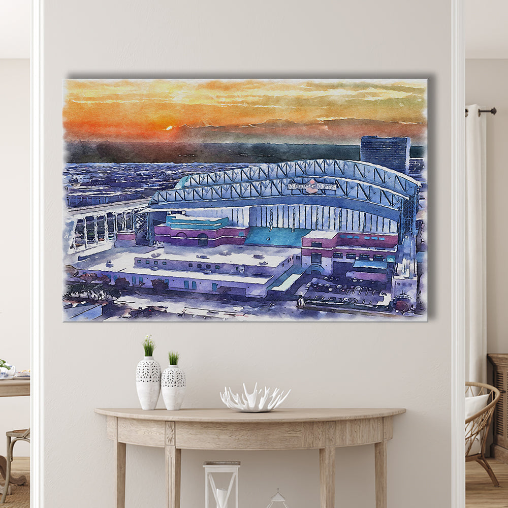 Minute Maid Park WaterColor, Houston Texas Baseball Watercolor, Sport Art, Gifts for him, Canvas Print Wall Art