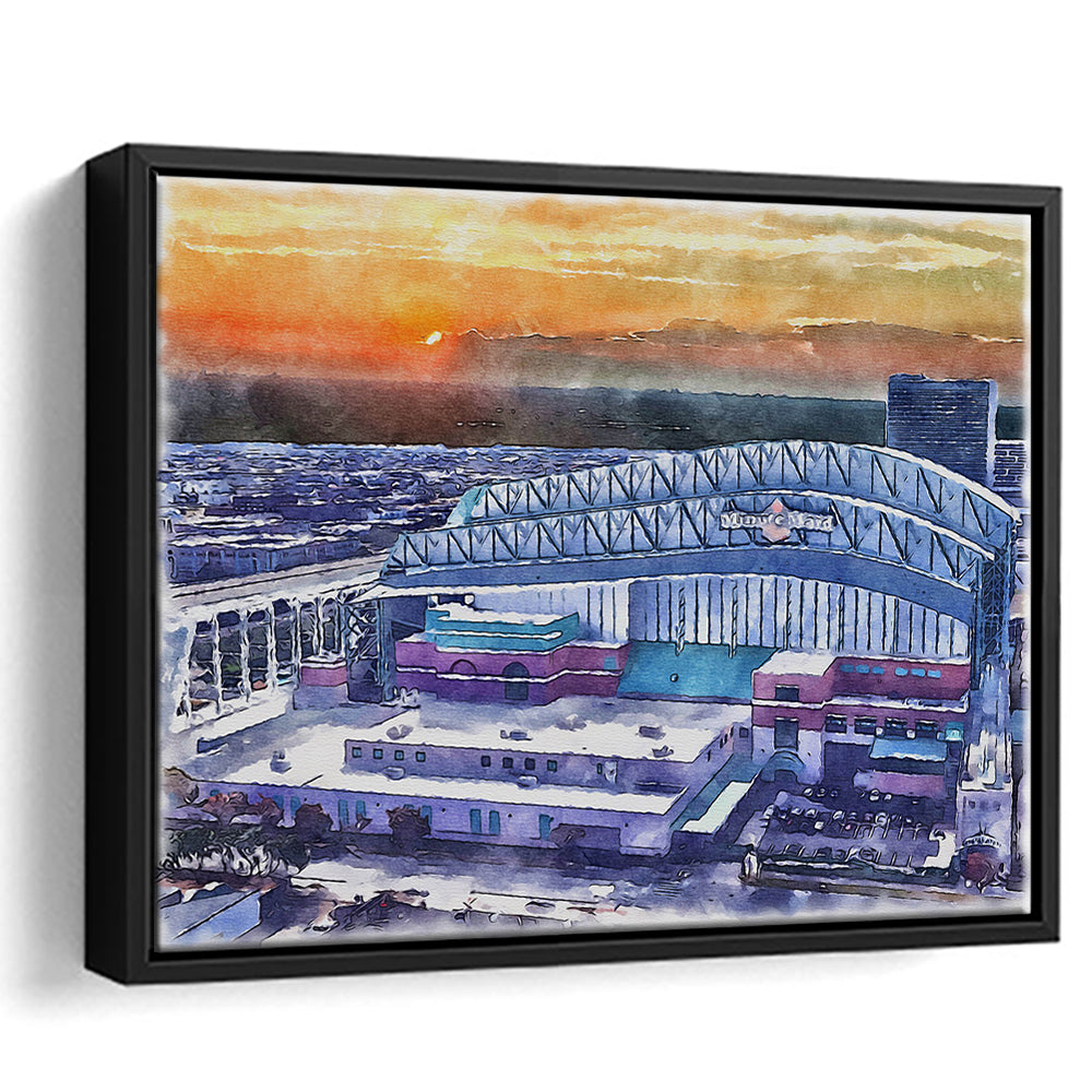 Minute Maid Park WaterColor, Houston Texas Baseball Watercolor, Sport Gift Art, Framed Canvas Print Wall Art