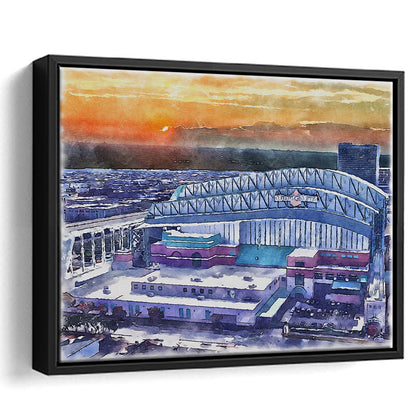 Minute Maid Park WaterColor, Houston Texas Baseball Watercolor, Sport Gift Art, Framed Canvas Print Wall Art