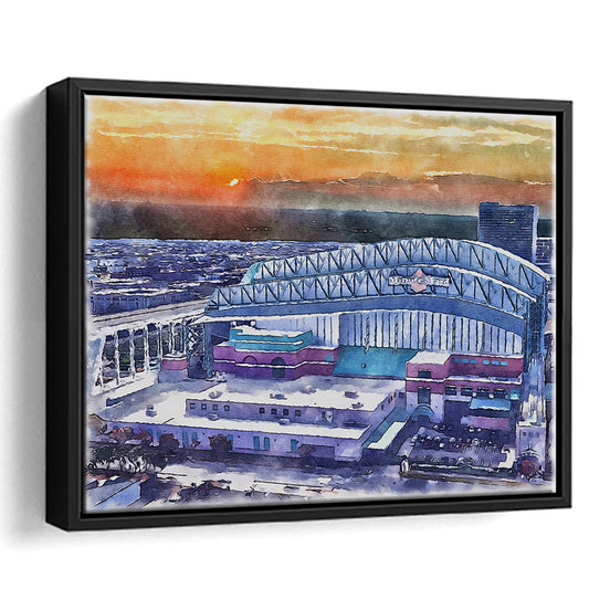 Minute Maid Park WaterColor, Houston Texas Baseball Watercolor, Sport Gift Art, Framed Canvas Print Wall Art