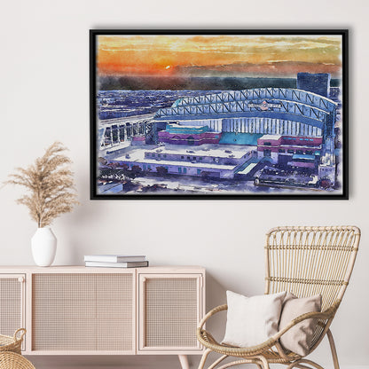 Minute Maid Park WaterColor, Houston Texas Baseball Watercolor, Sport Gift Art, Framed Canvas Print Wall Art
