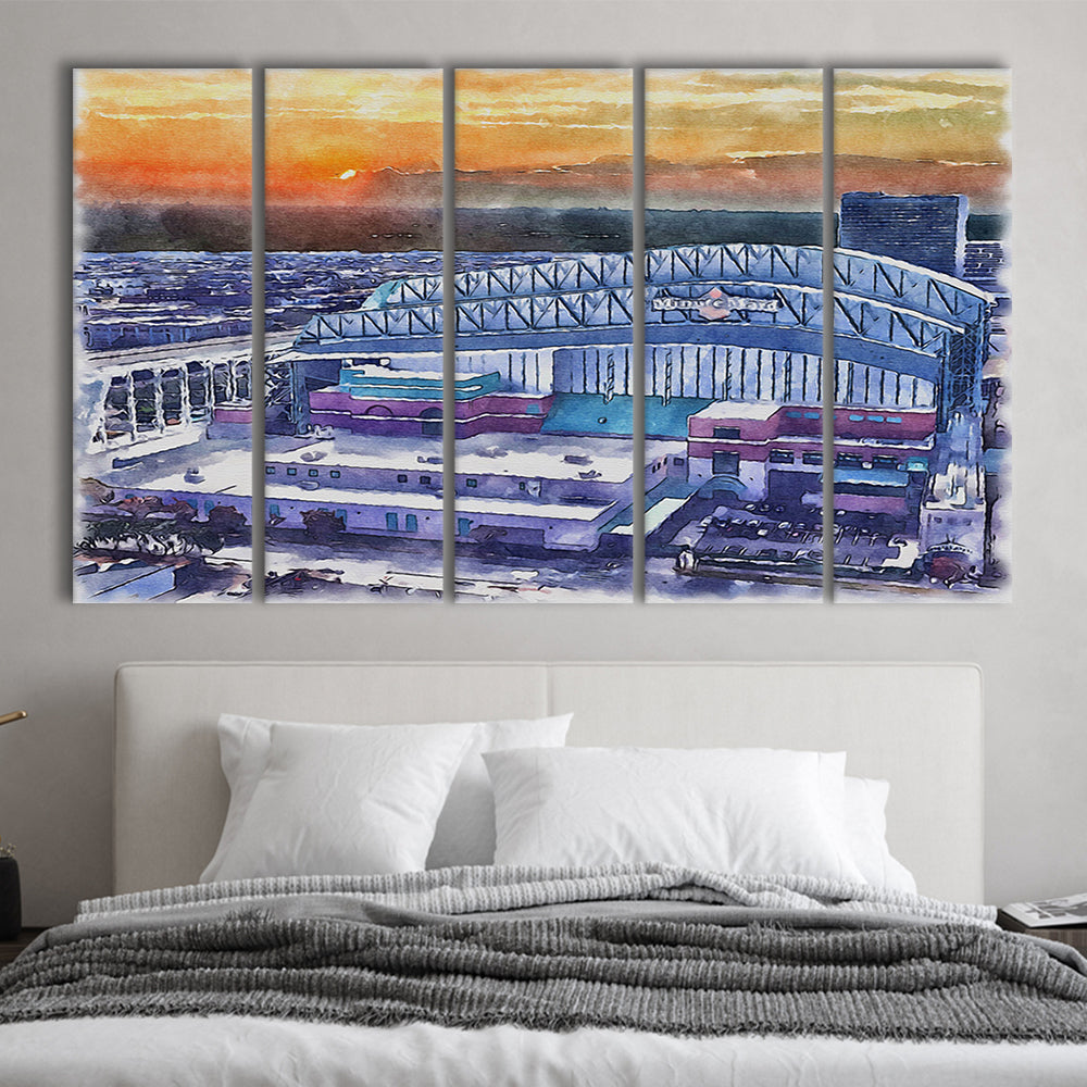 Minute Maid Park WaterColor, Houston Texas Baseball Watercolor, Sport Art, Extra Large Canvas Print Wall Art