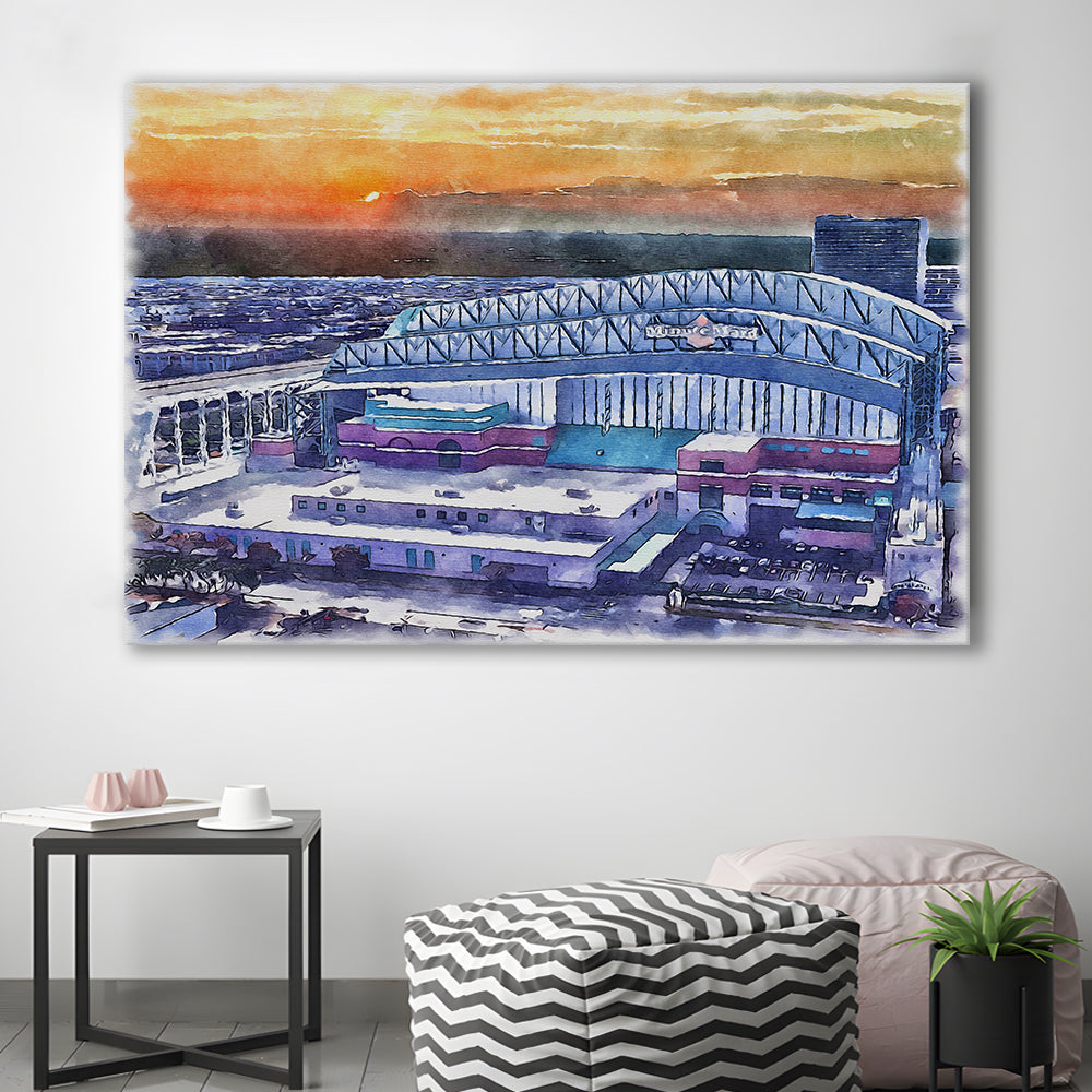 Minute Maid Park WaterColor, Houston Texas Baseball Watercolor, Sport Art, Gifts for him, Canvas Print Wall Art