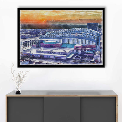 Minute Maid Park WaterColor, Houston Texas Baseball Watercolor, Sport Gift Art, Framed Art Print Wall Decor