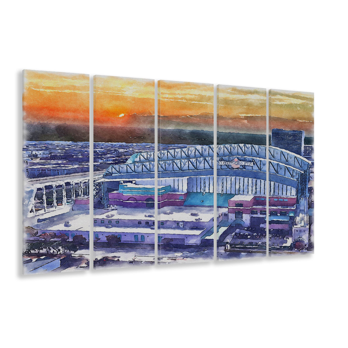 Minute Maid Park WaterColor, Houston Texas Baseball Watercolor, Sport Art, Extra Large Canvas Print Wall Art