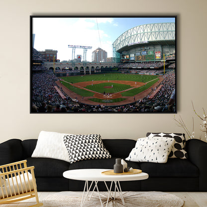 Minute Maid Park in Houston, Stadium Canvas, Sport Art, Framed Canvas Print Wall Art, Floating Frame