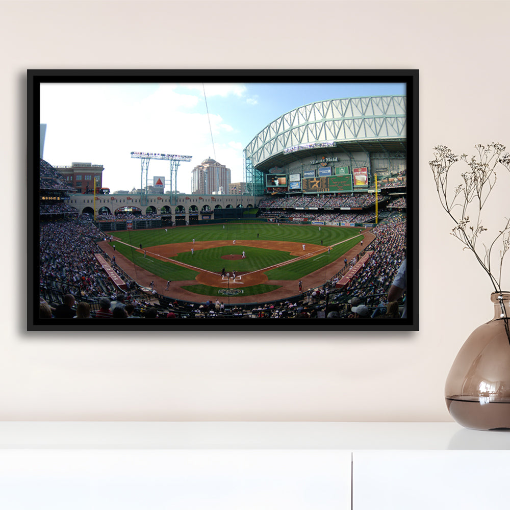 Minute Maid Park in Houston, Stadium Canvas, Sport Art, Framed Canvas Print Wall Art, Floating Frame