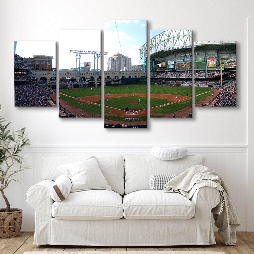Minute Maid Park in Houston, Stadium Canvas, Sport Art, Gift for him, 5 Panel, Large Canvas, Canvas Print Wall Art