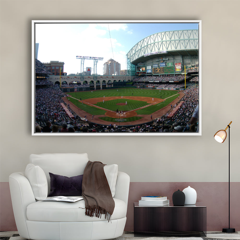 Minute Maid Park in Houston, Stadium Canvas, Sport Art, Framed Canvas Print Wall Art, Floating Frame