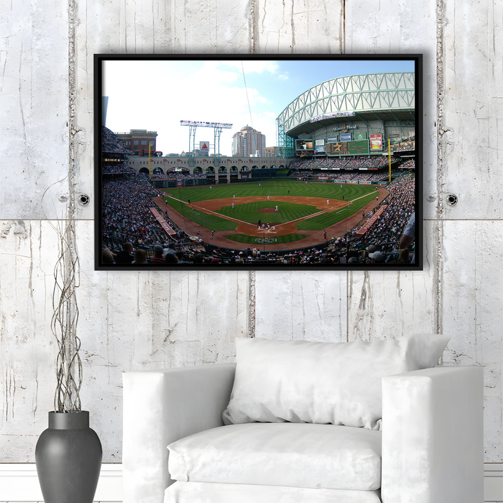 Minute Maid Park in Houston, Stadium Canvas, Sport Art, Framed Canvas Print Wall Art, Floating Frame