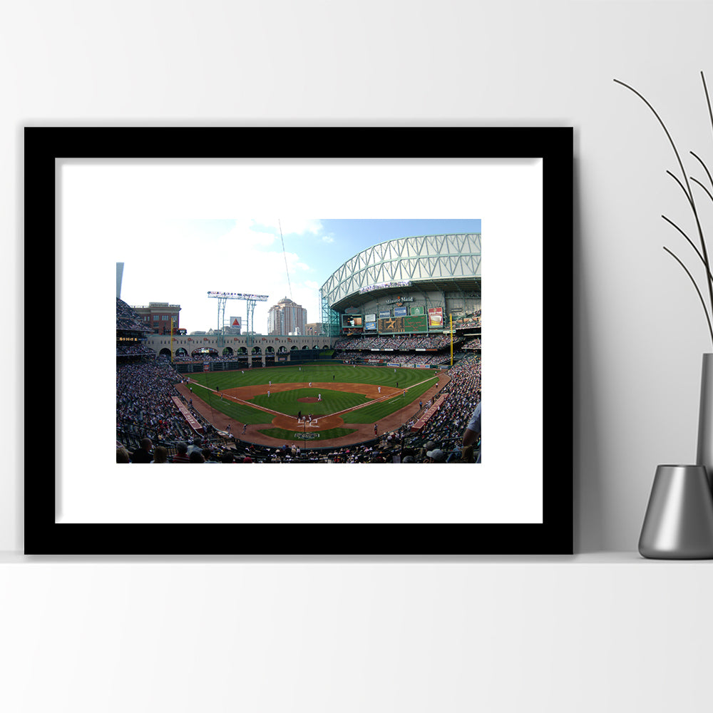 Minute Maid Park in Houston, Stadium Canvas, Sport Art, Gift for him, White Border Framed Art Print Wall Decor