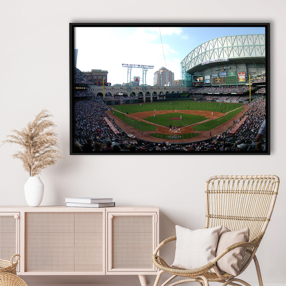 Minute Maid Park in Houston, Stadium Canvas, Sport Art, Framed Canvas Print Wall Art, Floating Frame