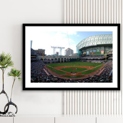 Minute Maid Park in Houston, Stadium Canvas, Sport Art, Gift for him, White Border Framed Art Print Wall Decor