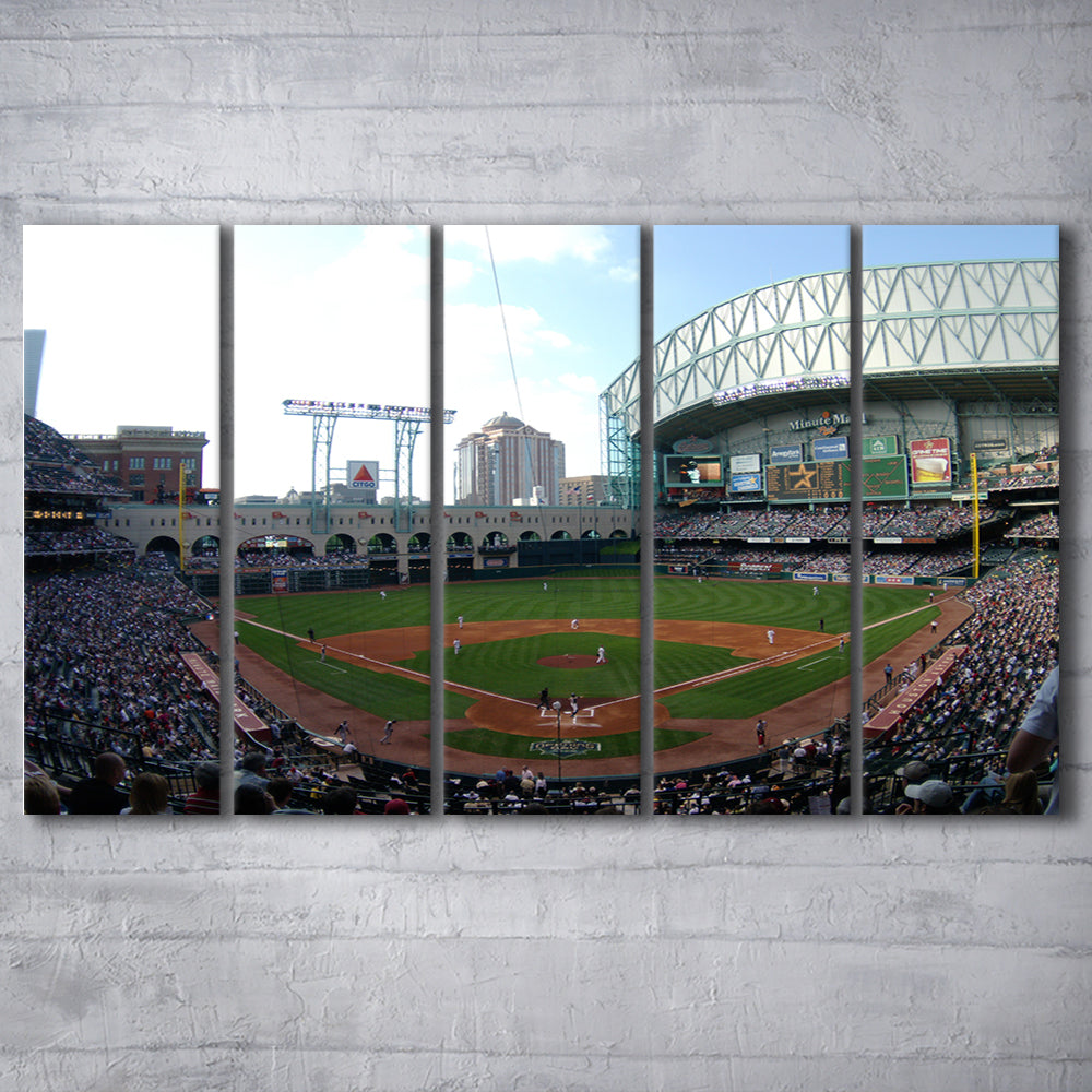Minute Maid Park in Houston, Stadium Canvas, Sport Art, 5 Panel B, Extra Large Canvas, Canvas Print Wall Art