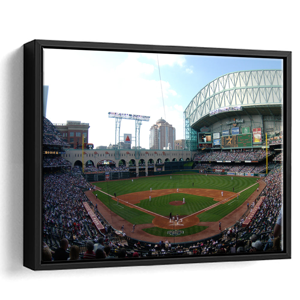 Minute Maid Park in Houston, Stadium Canvas, Sport Art, Framed Canvas Print Wall Art, Floating Frame
