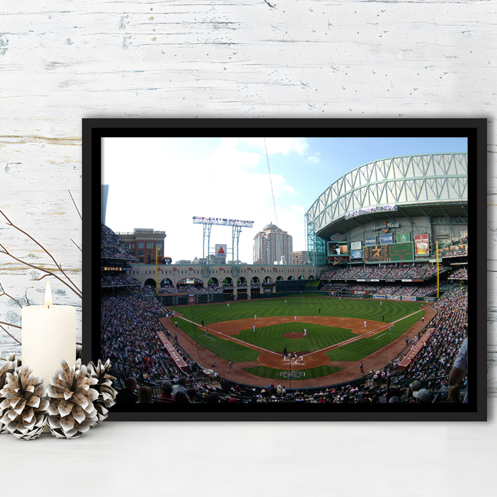 Minute Maid Park in Houston, Stadium Canvas, Sport Art, Framed Canvas Print Wall Art, Floating Frame
