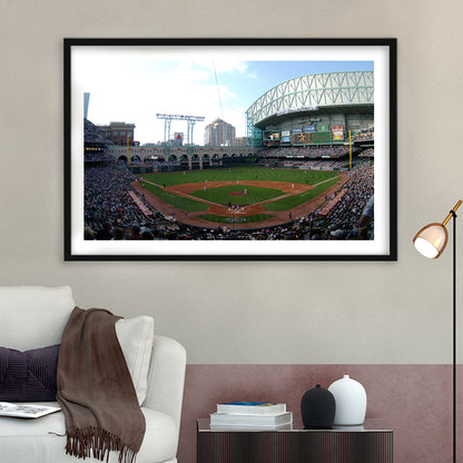 Minute Maid Park in Houston, Stadium Canvas, Sport Art, Gift for him, White Border Framed Art Print Wall Decor