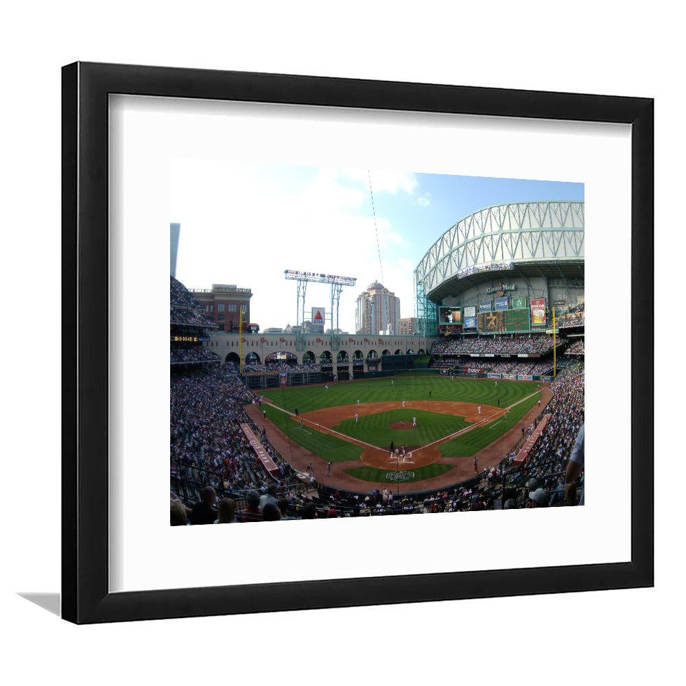 Minute Maid Park in Houston, Stadium Canvas, Sport Art, Gift for him, White Border Framed Art Print Wall Decor