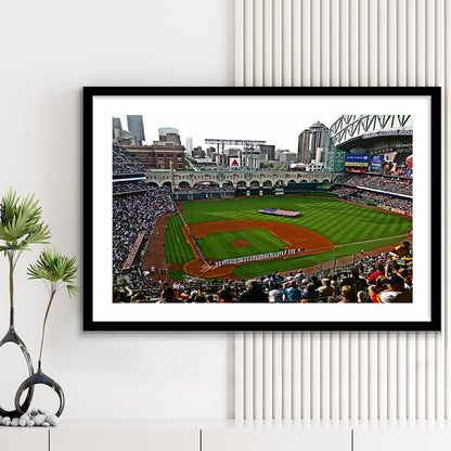Minute Maid Park in Texas, Stadium Canvas, Sport Art, Gift for him, White Border Framed Art Print Wall Decor