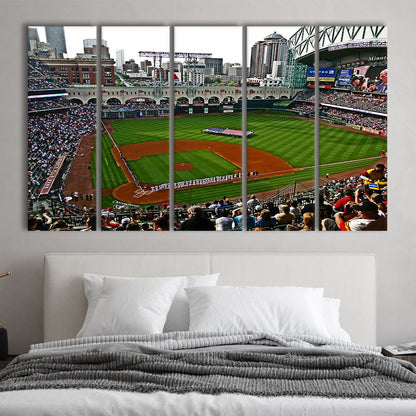 Minute Maid Park in Texas, Stadium Canvas, Sport Art, 5 Panel B, Extra Large Canvas, Canvas Print Wall Art