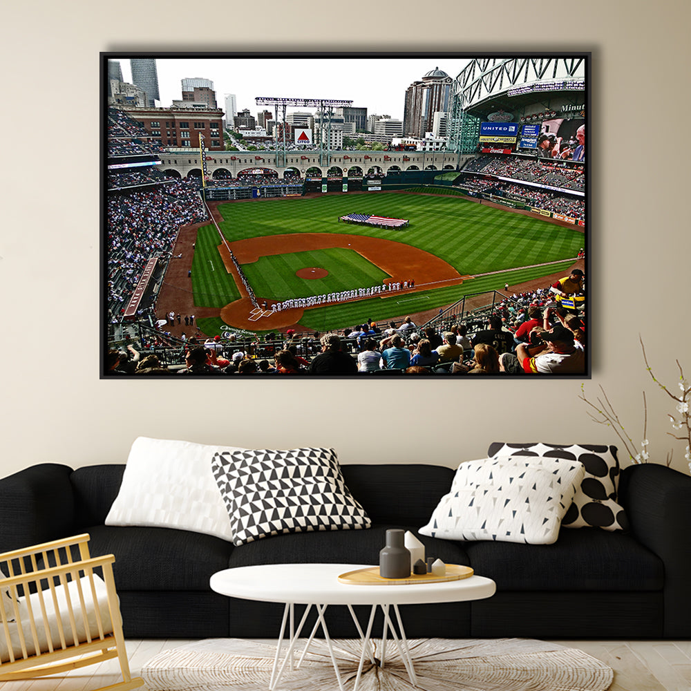 Minute Maid Park in Texas, Stadium Canvas, Sport Art, Framed Canvas Print Wall Art, Floating Frame