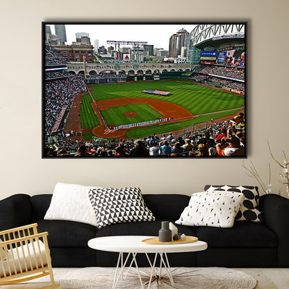 Minute Maid Park in Texas, Stadium Canvas, Sport Art, Framed Canvas Print Wall Art, Floating Frame