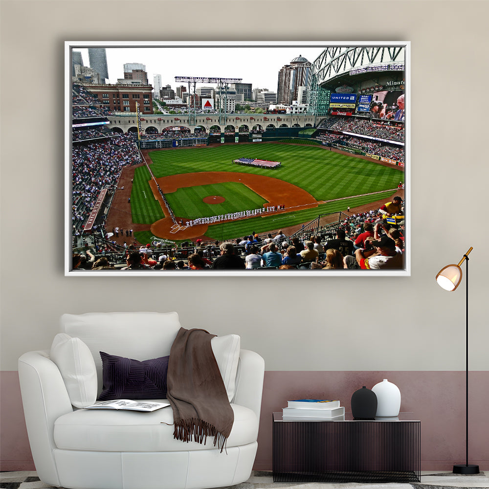 Minute Maid Park in Texas, Stadium Canvas, Sport Art, Framed Canvas Print Wall Art, Floating Frame