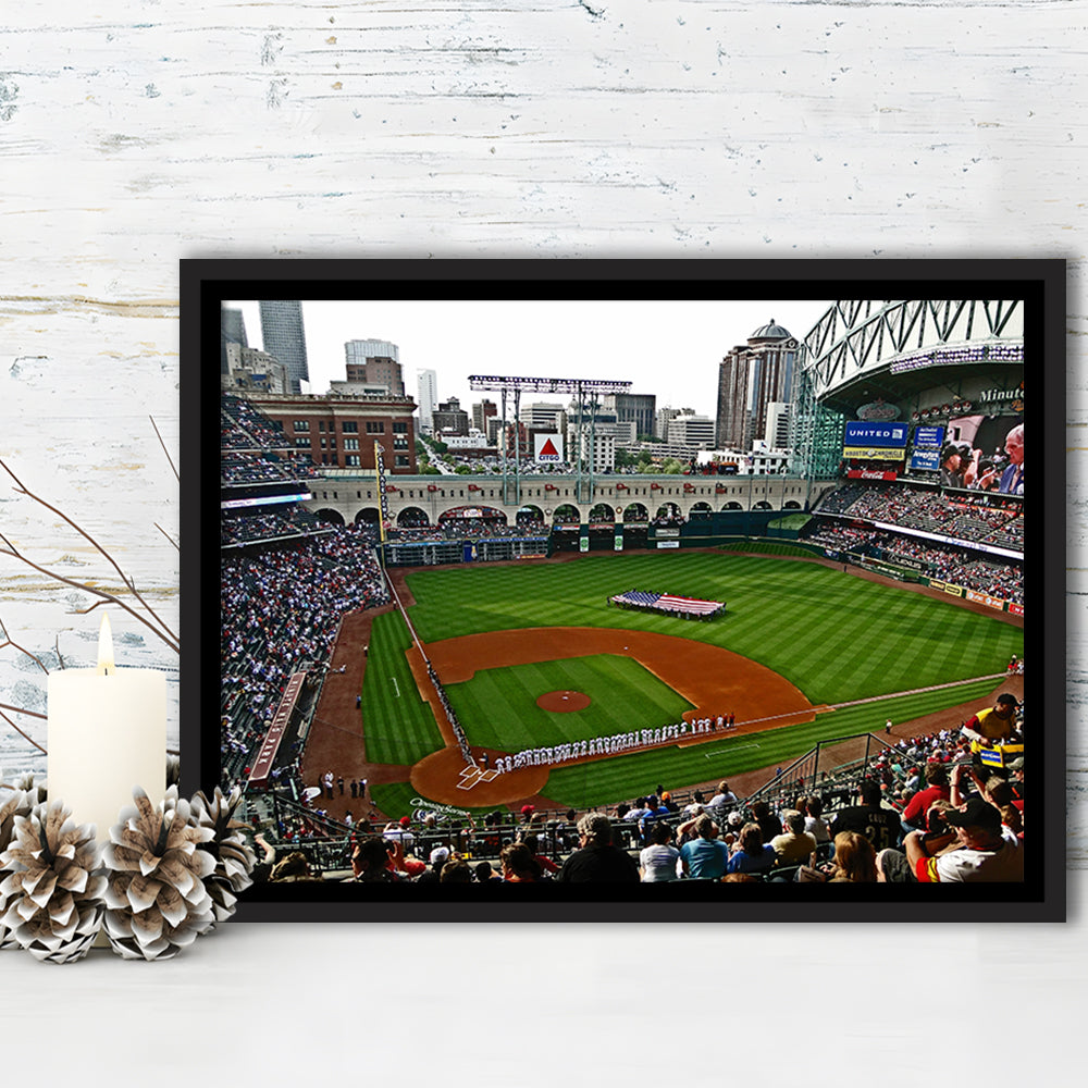 Minute Maid Park in Texas, Stadium Canvas, Sport Art, Framed Canvas Print Wall Art, Floating Frame