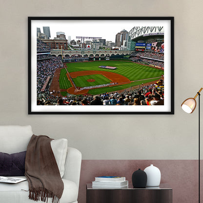 Minute Maid Park in Texas, Stadium Canvas, Sport Art, Gift for him, White Border Framed Art Print Wall Decor
