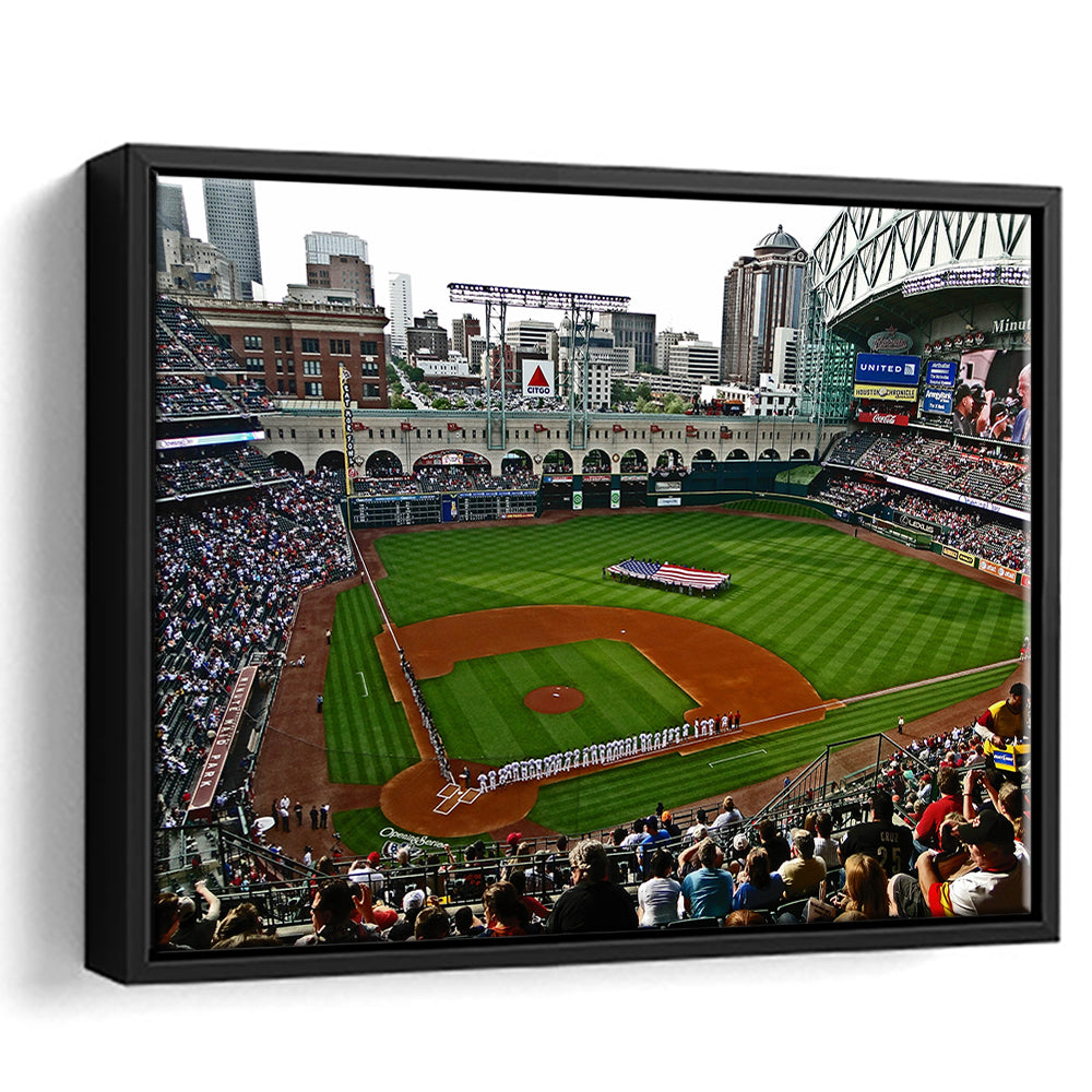 Minute Maid Park in Texas, Stadium Canvas, Sport Art, Framed Canvas Print Wall Art, Floating Frame