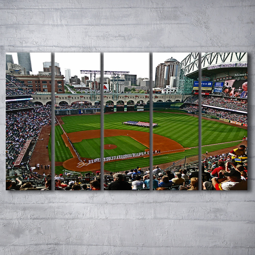 Minute Maid Park in Texas, Stadium Canvas, Sport Art, 5 Panel B, Extra Large Canvas, Canvas Print Wall Art