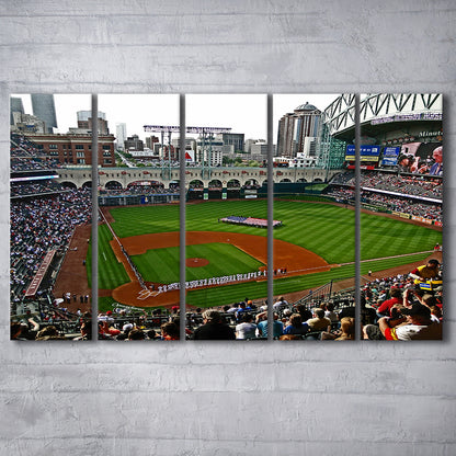 Minute Maid Park in Texas, Stadium Canvas, Sport Art, 5 Panel B, Extra Large Canvas, Canvas Print Wall Art