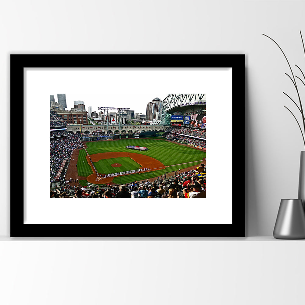 Minute Maid Park in Texas, Stadium Canvas, Sport Art, Gift for him, White Border Framed Art Print Wall Decor