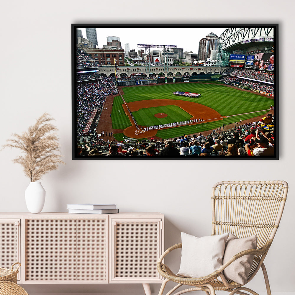 Minute Maid Park in Texas, Stadium Canvas, Sport Art, Framed Canvas Print Wall Art, Floating Frame