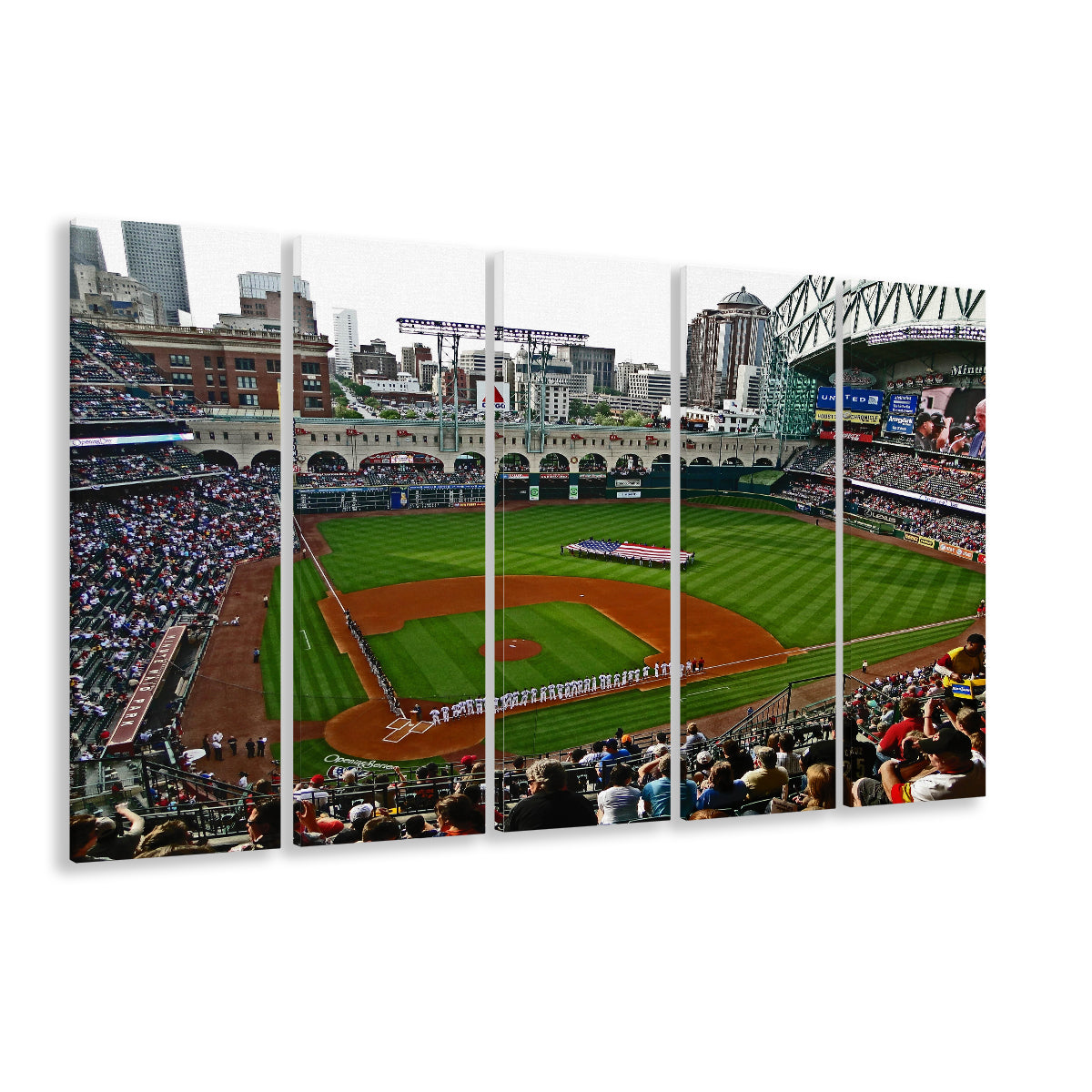 Minute Maid Park in Texas, Stadium Canvas, Sport Art, 5 Panel B, Extra Large Canvas, Canvas Print Wall Art