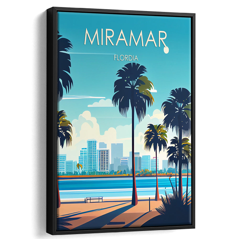 Miramar Florida Retro Art Print, Miramar City Wall Art, Floating Framed Canvas Print, Framed Picture, Painting Canvas