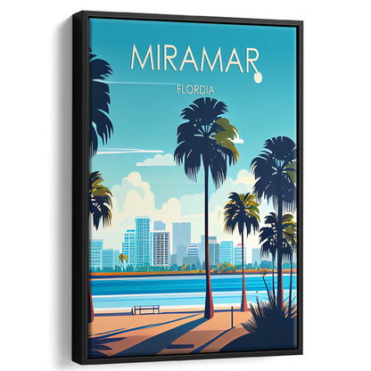 Miramar Florida Retro Art Print, Miramar City Wall Art, Floating Framed Canvas Print, Framed Picture, Painting Canvas