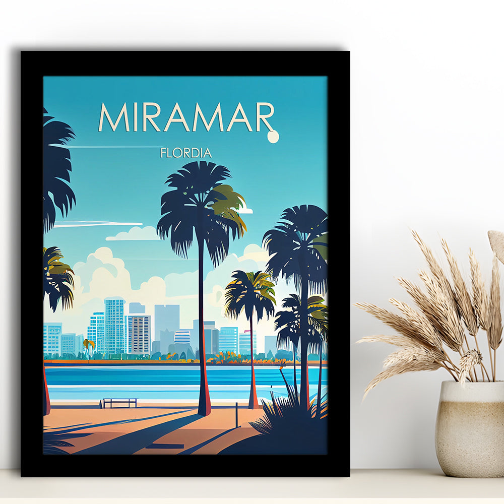 Miramar Florida Retro Art Print, Miramar City Wall Art, Framed Art Print, Picture Framed, Painting Art
