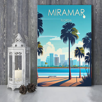 Miramar Florida Retro Art Print, Miramar City Wall Art, Canvas Print, Painting Canvas, Living Room Decor
