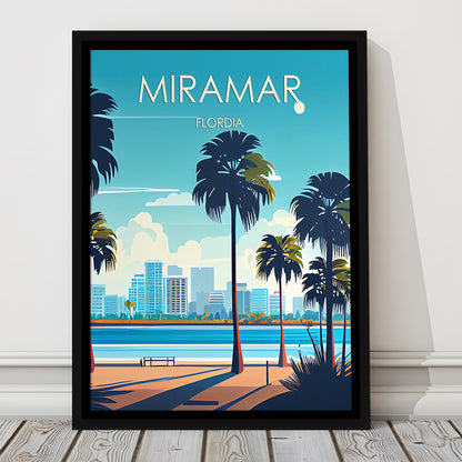 Miramar Florida Retro Art Print, Miramar City Wall Art, Floating Framed Canvas Print, Framed Picture, Painting Canvas