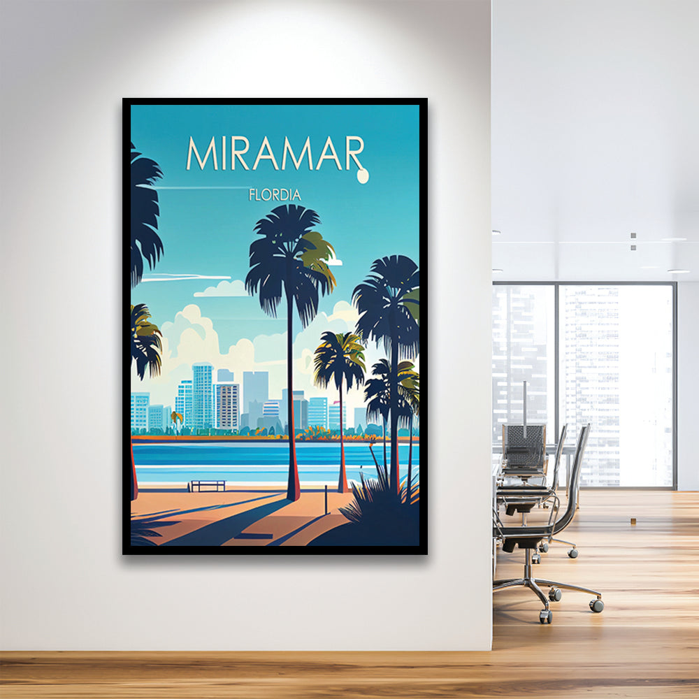 Miramar Florida Retro Art Print, Miramar City Wall Art, Framed Art Print, Picture Framed, Painting Art
