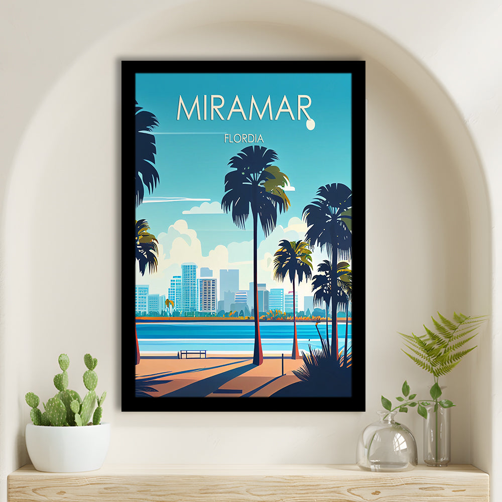 Miramar Florida Retro Art Print, Miramar City Wall Art, Framed Art Print, Picture Framed, Painting Art