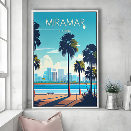 Miramar Florida Retro Art Print, Miramar City Wall Art, Floating Framed Canvas Print, Framed Picture, Painting Canvas