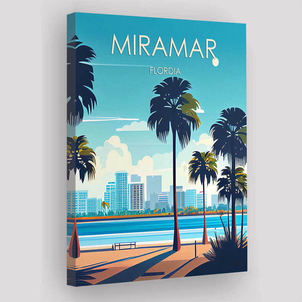 Miramar Florida Retro Art Print, Miramar City Wall Art, Canvas Print, Painting Canvas, Living Room Decor
